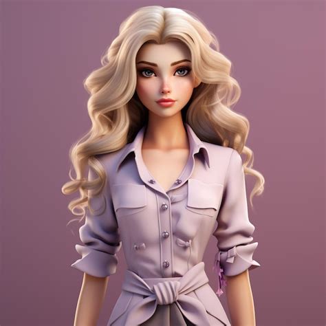 Poupée Barbie blonde avec tenue violette image générée par AI Image Premium générée à base dIA