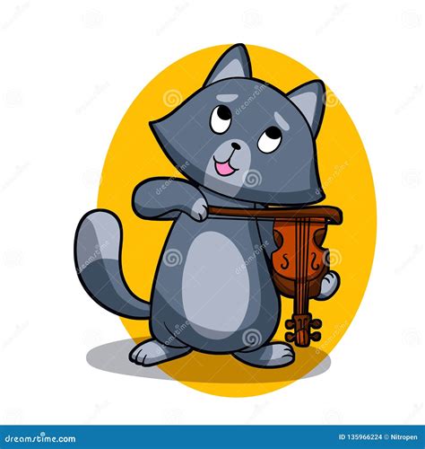 Cat Playing The Violin Stock Illustration Illustration Of Kitten