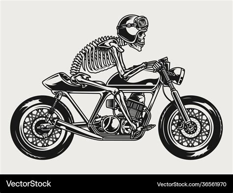 Skeleton in helmet and goggles riding motorcycle Vector Image