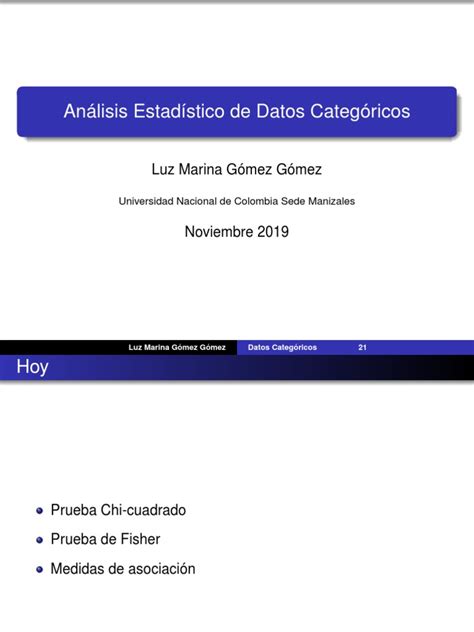 Análisis Estadístico Datos Categóricos Pdf Prueba De Hipótesis