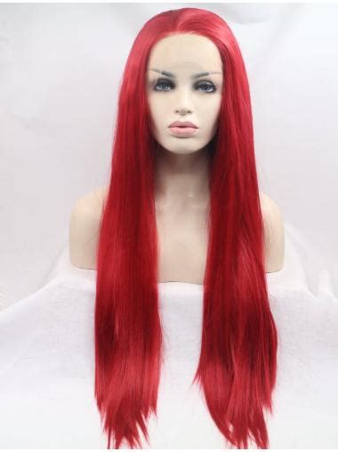 Lace Front Colorful Wigs Synthetic Lace Front 32 Straight Red Without