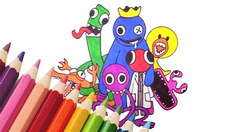 How To Draw All The Monsters From Rainbow Friends Chapter 1 And Chapter 2 Together Youtube