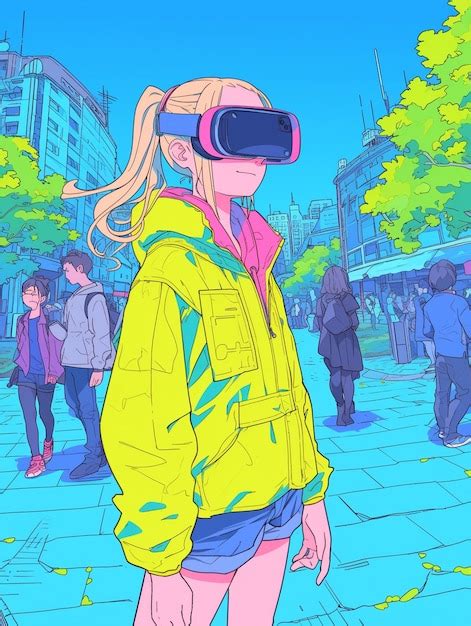 Anime Figur Mit Virtual Reality Brille Im Metaverse Kostenlose Foto