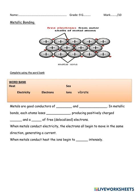 Free Printable Metallic Bonding Worksheets - Worksheets Library