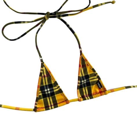 Clueless Yellow Plaid Nano Bikini Top Micro Gigi