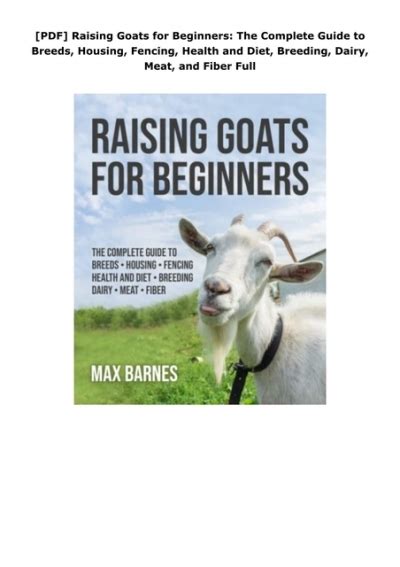 PDF Raising Goats For Beginners The Complete Guide To Breeds