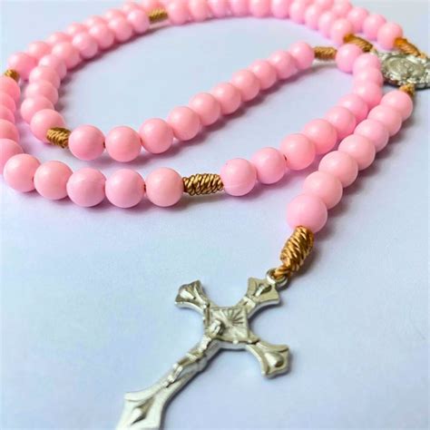 Jual Rosario Katolik 77 Doa Bapa Kami Warna Soft Pink Dengan Harces