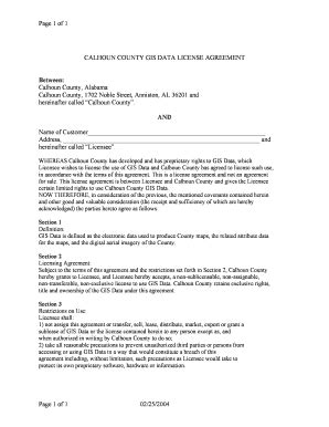 Fillable Online Calhouncounty GIS Agreement Doc Calhouncounty Fax