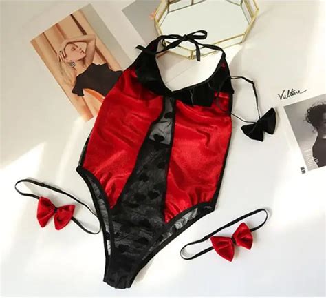 Red Velvet Rabbit Girl Sexy Bunny Lingerie Temptation Perspective Uniform Set Temptation Rabbit