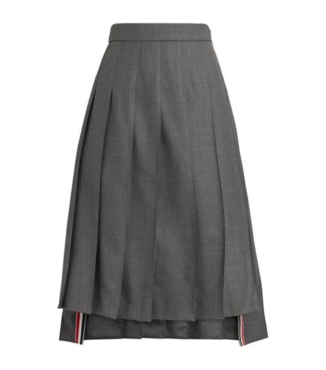 Womens Thom Browne Grey Pleated Midi Skirt Harrods Uk