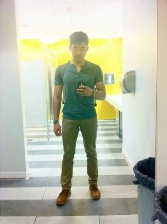 Men's Teal Henley Shirt, Olive Chinos, Brown Leather Desert Boots ...