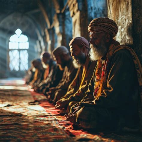 Premium Photo | Muslim Man Praying at a Mosque with Sunlight Effect Worshiping God Generative AI