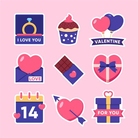 Valentine Stickers Template Collection Set 15452960 Vector Art at Vecteezy