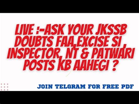 Live Ask Your Jkssb Doubts Faa Excise Si Inspector Nt Patwari