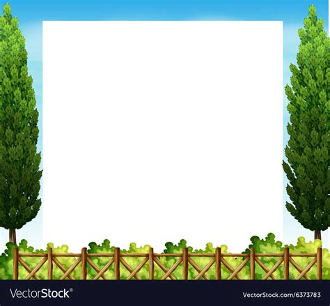 Border design with tree and fence Royalty Free Vector Image