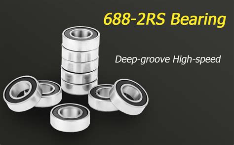 10 Pcs 688 2RS Rubber Sealed Sealed Bearings 8x16x5mm Deep Groove Ball