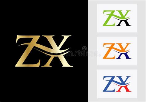 Monogram Letter ZX Logo Design ZX Logotype Template Stock Vector