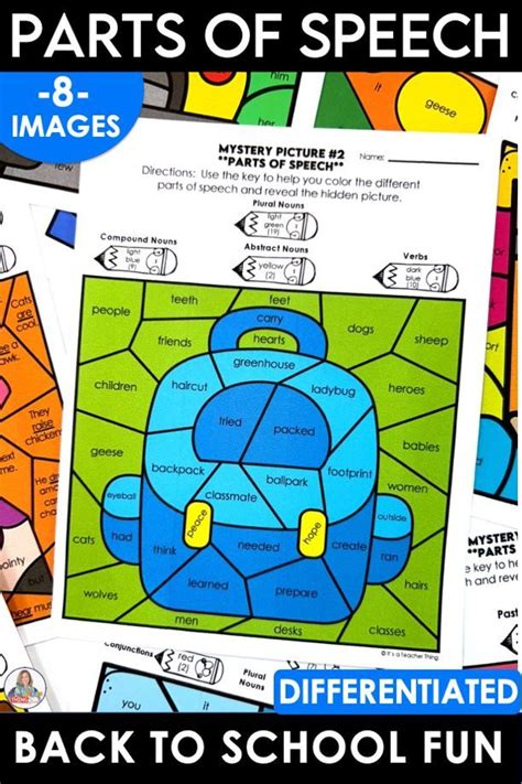 Back To School Coloring Pages For Parts Of Speech Worksheets Co