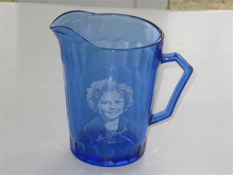 Vintage Cobalt Blue Shirley Temple Pitcher