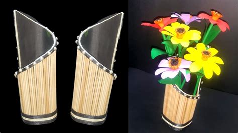 Chopstick Craft Chopstick Craft Ideas Diy Flower Vase Chopstick