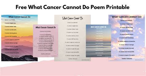 What Cancer Cannot Do Poem Printable from My Cancer Resources