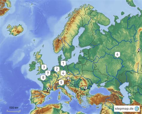 Stumme Karte Europa Gebirge Stepmap Deutschland Fl Sse Stumme