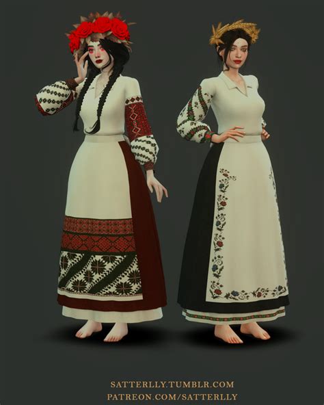 Ukrainian dress Daryna satterlly на Patreon Sims 4 Cas Sims Cc