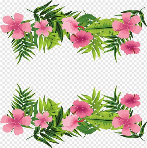 Green Leaves And Pink Flowers Decors Romantic Pink Flower Decorative