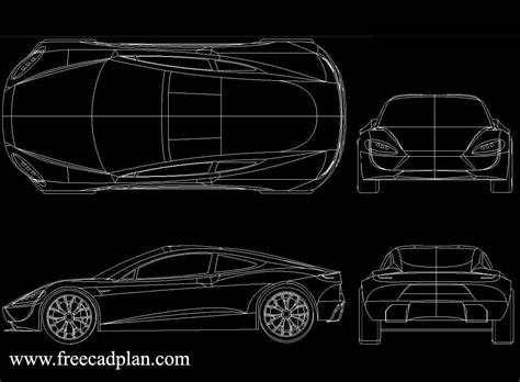 Tesla Roadster 2020 DWG CAD Blocks Drawing Free Cad Plan