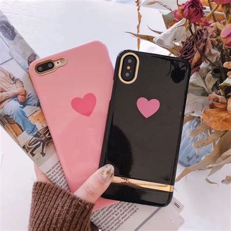 Lovely Pink Love Heart Phone Case For iPhone 7 7plus 6 6S 8 Plus X ...
