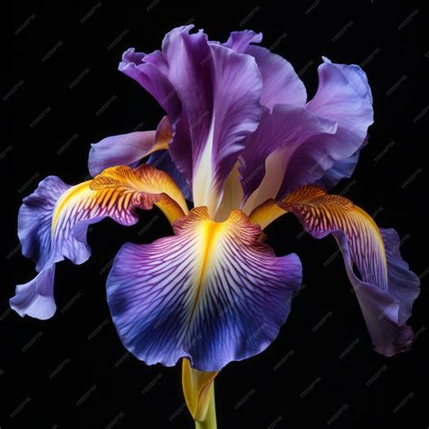 Premium Photo | Stunning Solo Iris Blossoms in Mesmerizing Black Background
