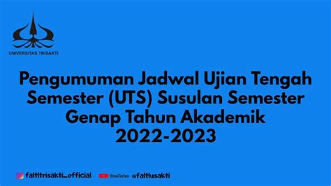 PENGUMUMAN JADWAL UJIAN TENGAH SEMESTER UTS SUSULAN SEMESTER GENAP