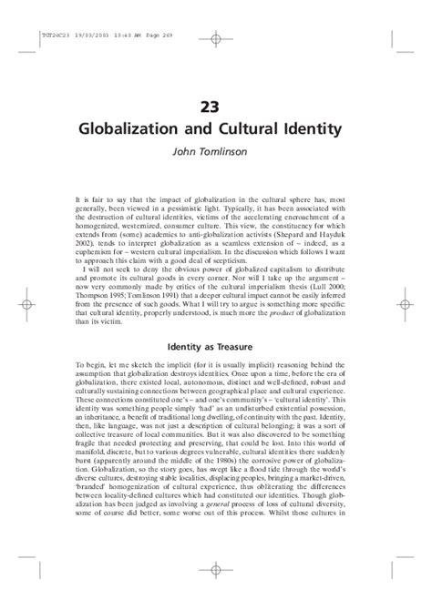 (PDF) Globalization and Cultural Identity