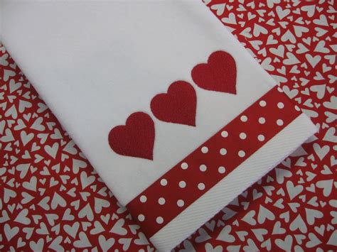 Handmade Embroidered Valentine S Day Towel Etsy