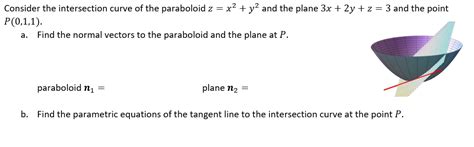 Solved Consider The Intersection Curve Of The Paraboloid Z Chegg