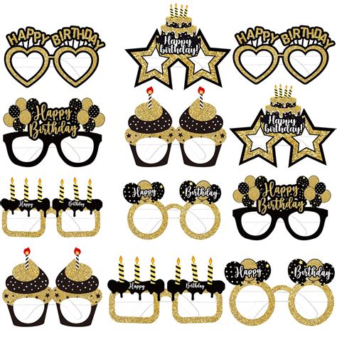 Buy Anprola 24Pcs Birthday Party Decorations Black Gold Paper