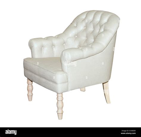 White leather modern chair isolated Stock Photo - Alamy