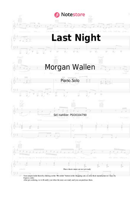 Last Night piano sheet music Morgan Wallen in Note-Store.com | Piano ...