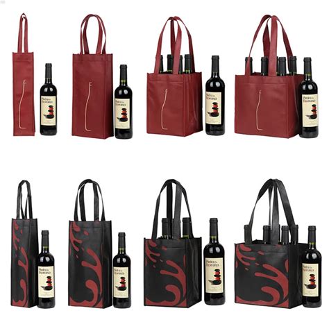 Heavy Duty 6 Bottle Non Woven Wine Bags Exquisite Beer Champagne Double