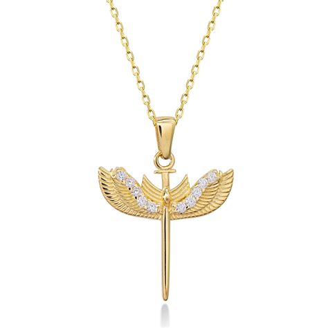 Amazon K Solid Gold Guardian Angel Necklace For Women Cubic