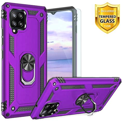 TJS Phone Case Compatible With Samsung Galaxy A12 With Tempered Glass