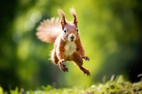 Premium AI Image | Jumping squirrel in the wild