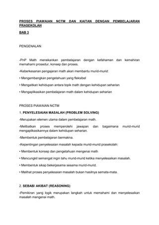 Proses Piawaian Nctm Dan Kaitan Dengan Pembelajaran Prasekolah PDF