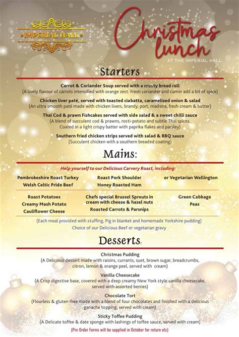 Christmas Day Lunch Best Venue Service In Pembrokeshire Imperial Hall