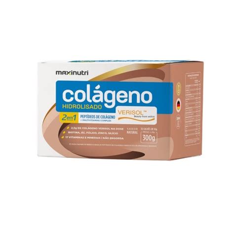 Colágeno Hidrolisado 2x1 Sachê Verisol Sabor Natuaral Maxinutri 300