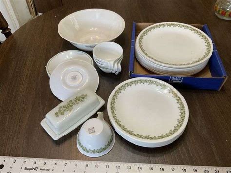 Green/white Corelle dishes - Legacy Auction Company