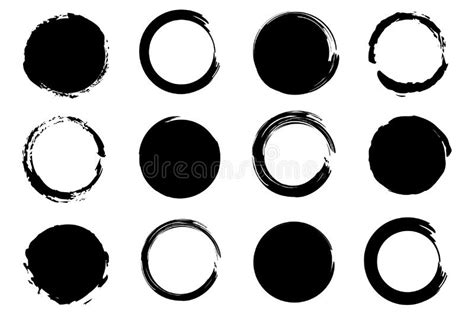 Brush Circles Round Shape Circle Frame Set Vector Illustration