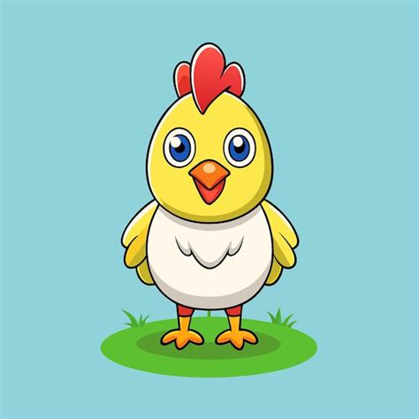 Adorable Personaje De Dibujos Animados De Pollo De Pie Con Orgullo