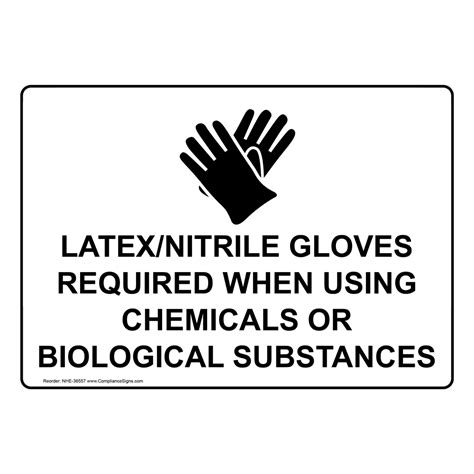 Hazmat Chemical Sign Latexnitrile Gloves Required When