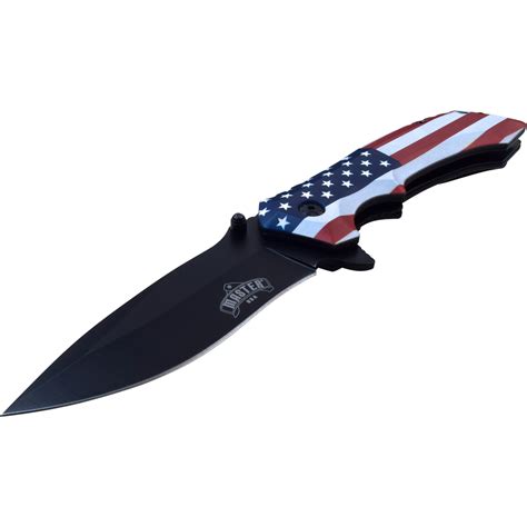 Spring Assist Folding Knife American Flag Usa Black B